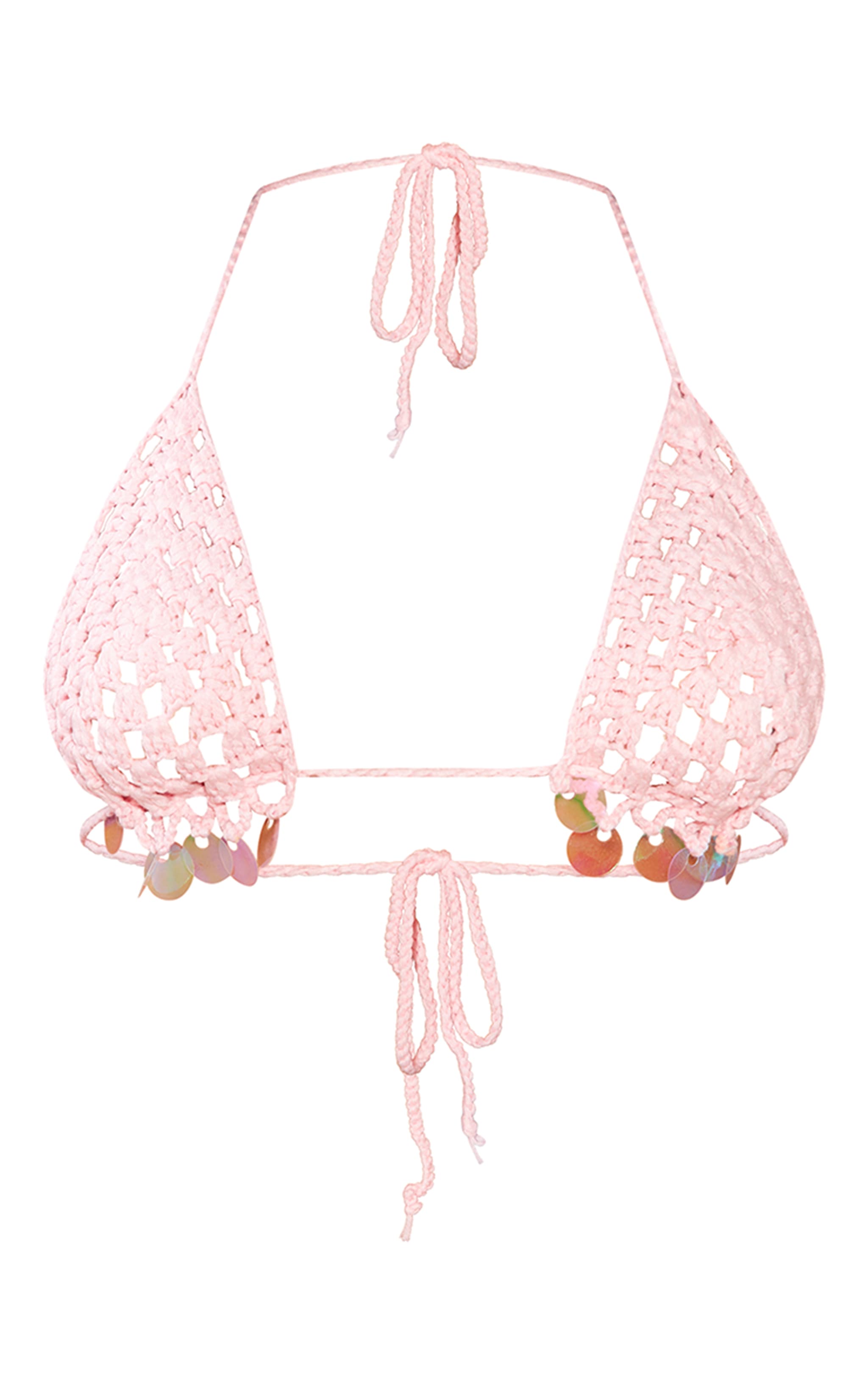 Petite Bright Pink Knitted Sequin Bralet image 5