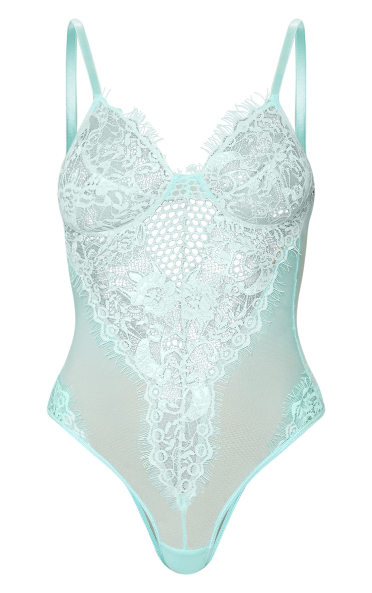 mint eyelash lace & fishnet detail body hot