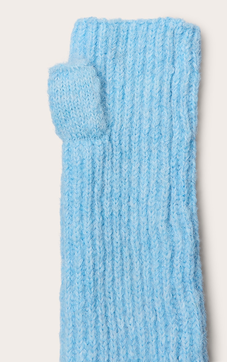 Powder Blue Fingerless Long Sleeve Gloves image 3