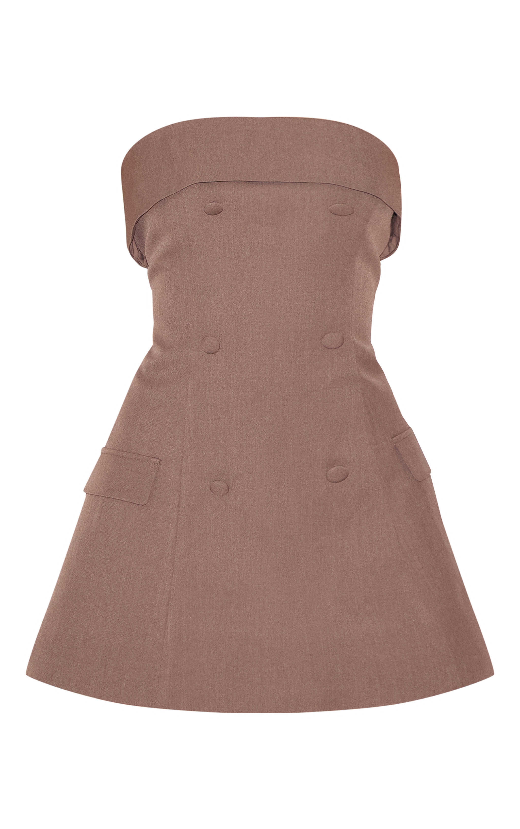 Mushroom Bandeau Foldover Detail Mini Dress image 5