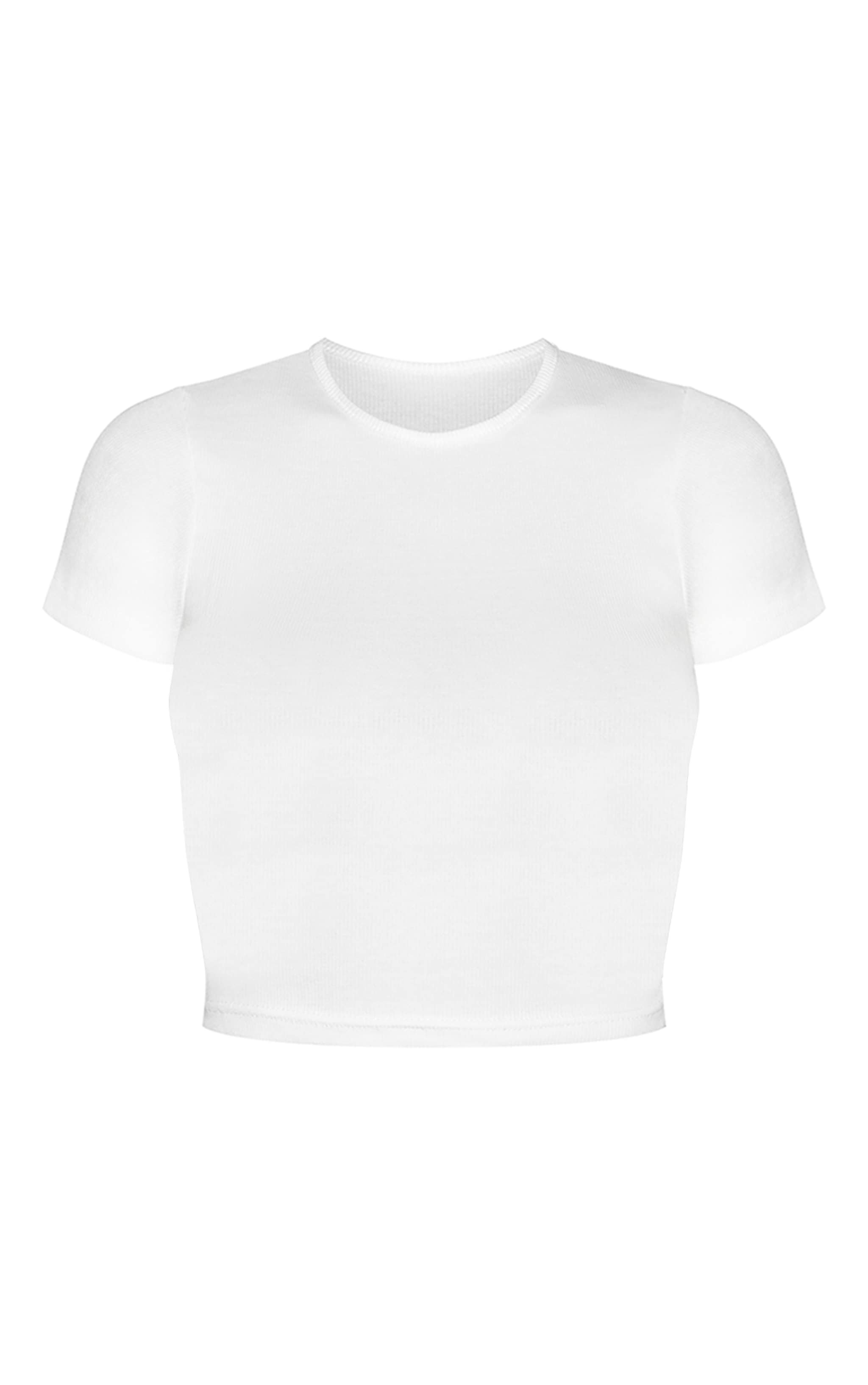 White Basic Ribbed Short Sleeve Crop Top image 5