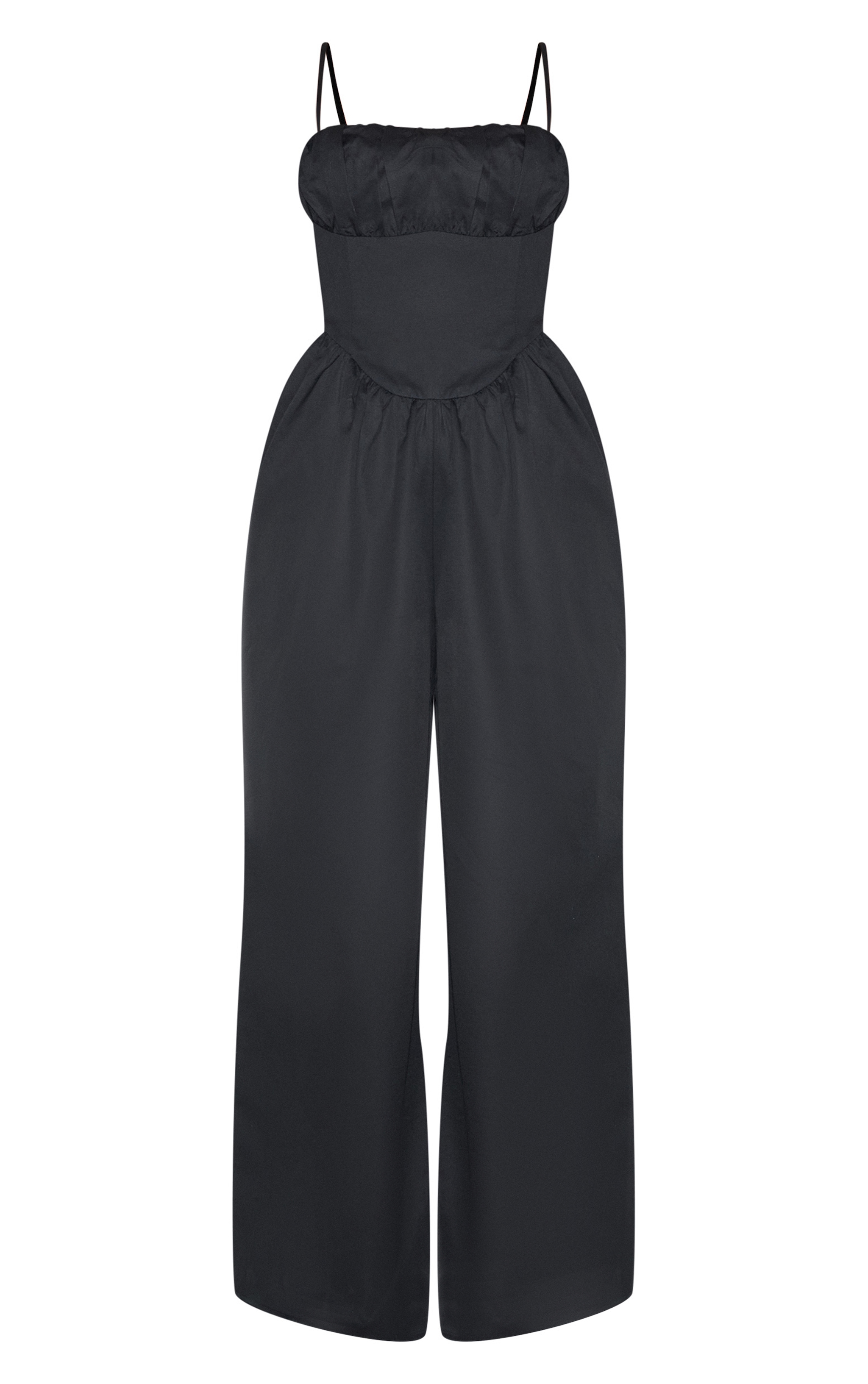 Plus Black Premium Ruched Corset Wide Leg Jumpsuit | Plus Plus Black Premium Ruched Corset Wide Leg Jumpsuit | Plus