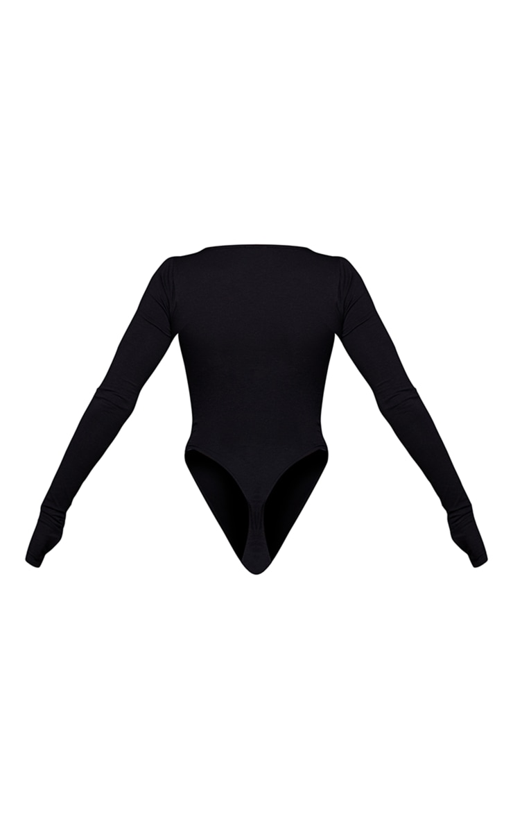 Body manches longues en coton noir à découpes image 6