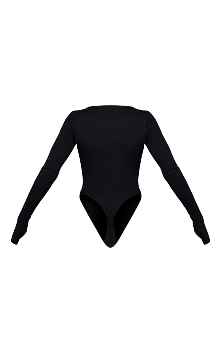 Black Cotton Cutout Long Sleeve Bodysuit image 6