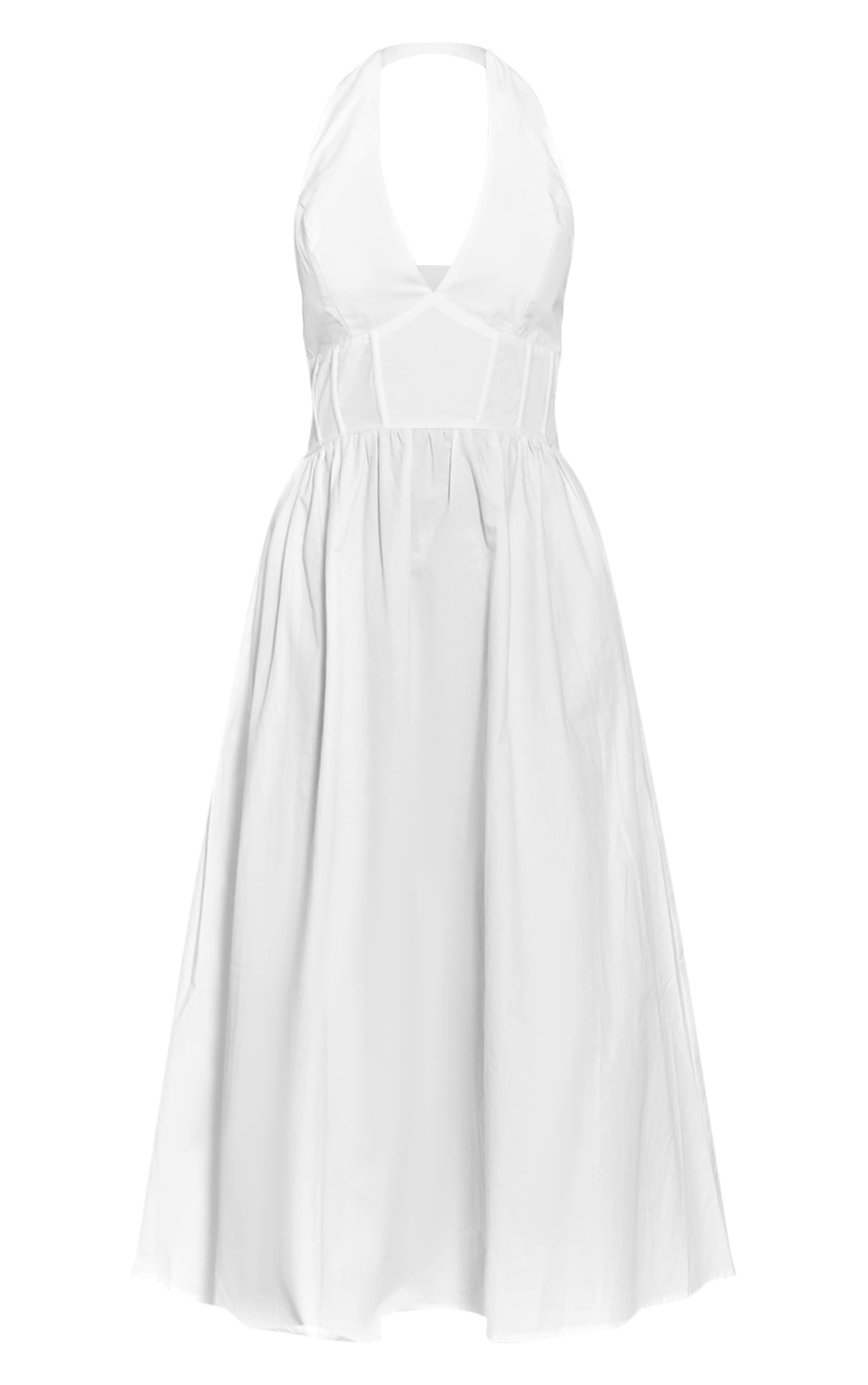 White Woven Halterneck Sleeveless Midaxi Dress image 5