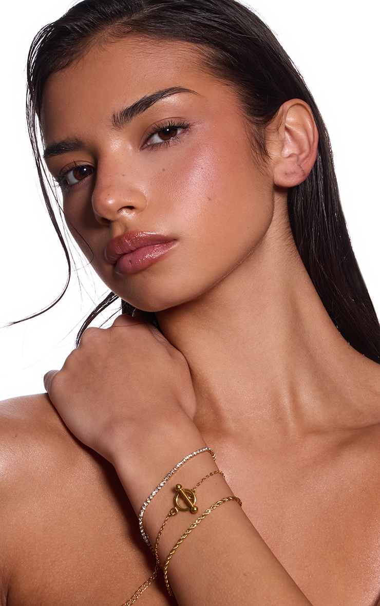 Gold Water Resistant Dainty Layered Bracelet image 1