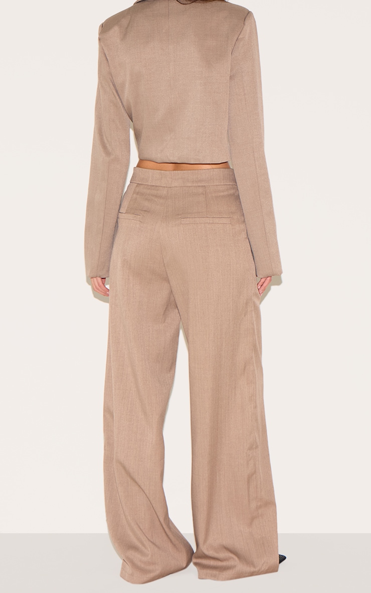 Pantalon de tailleur large tissé gris champignon image 3