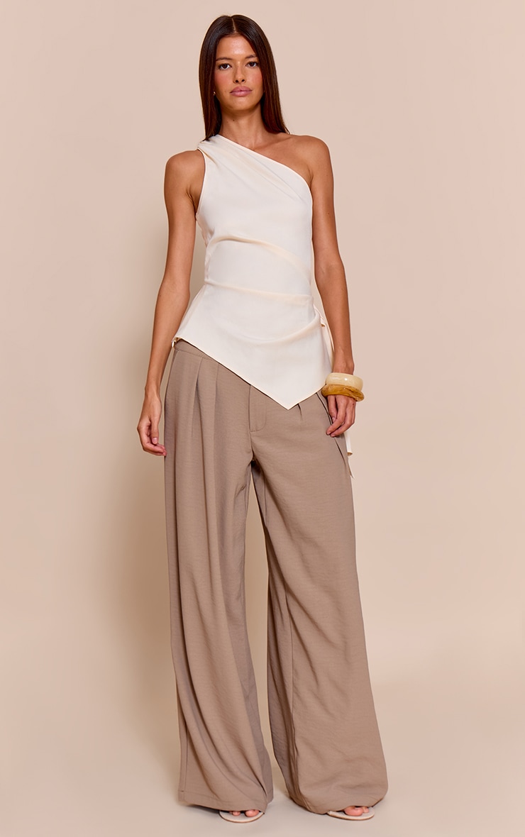 Butter Milk  Woven One Shoulder Drape Detail Top image 3
