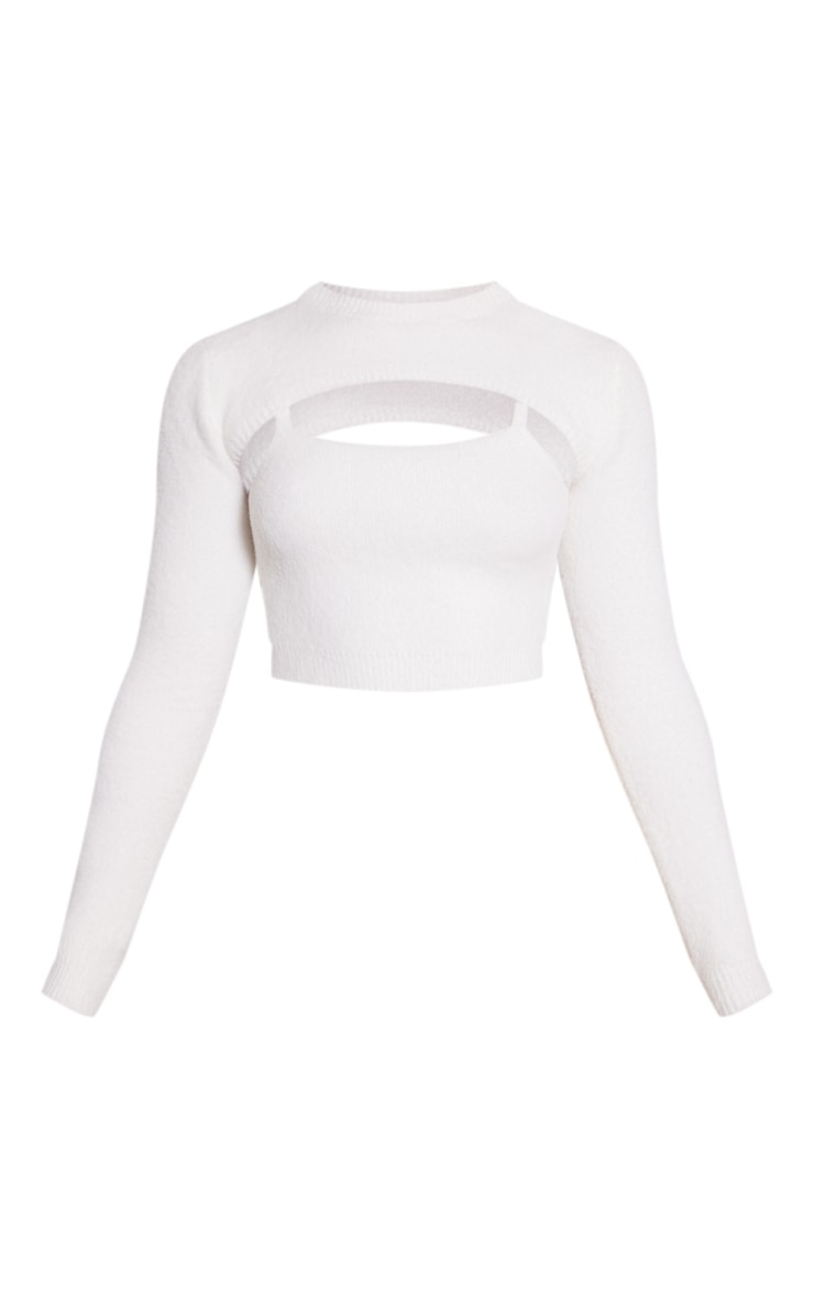 Cream Soft Knit Crop Top & Sleeves image 5
