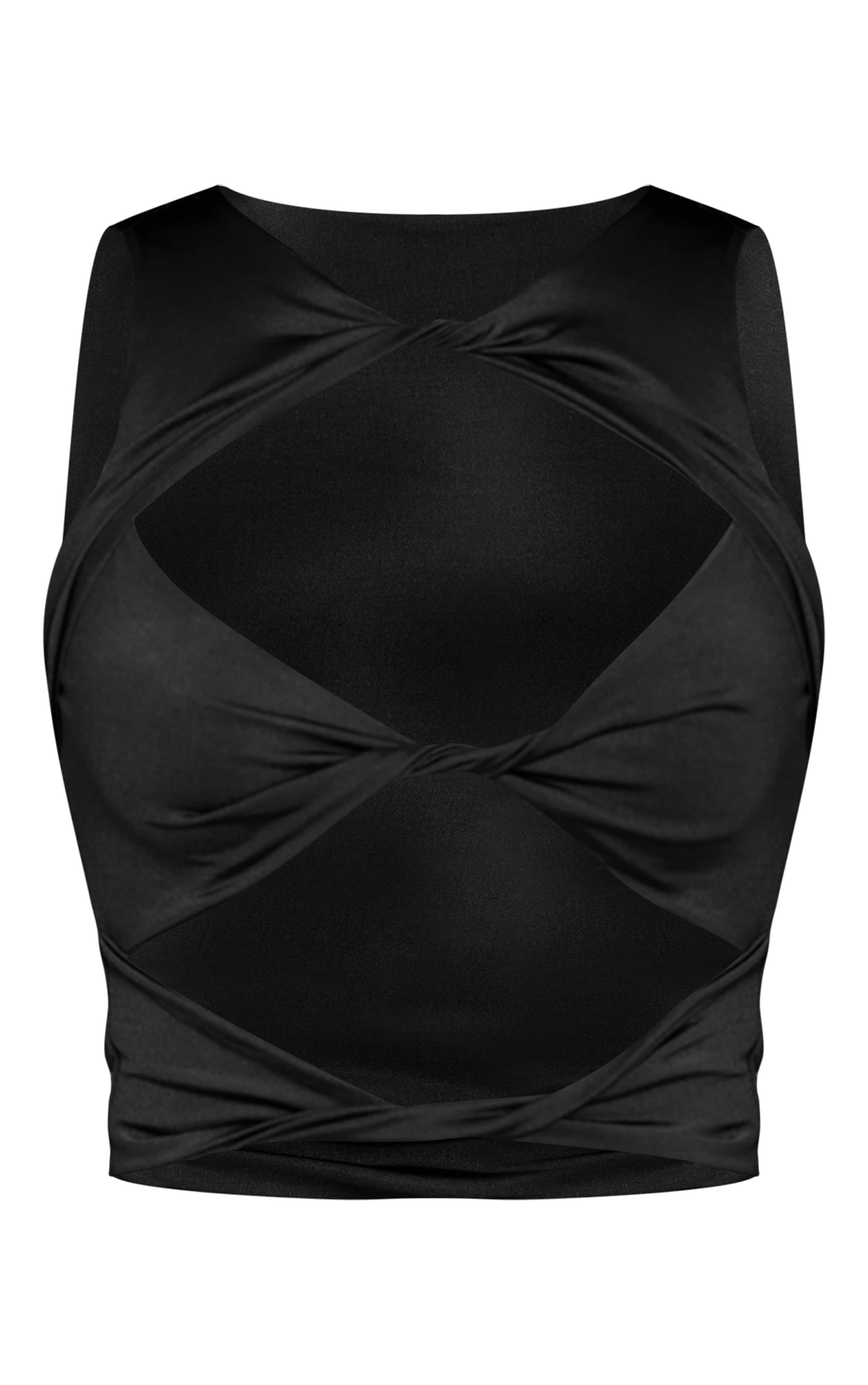 Black Double Layer Slinky Cut Out Detail Long Top   image 5
