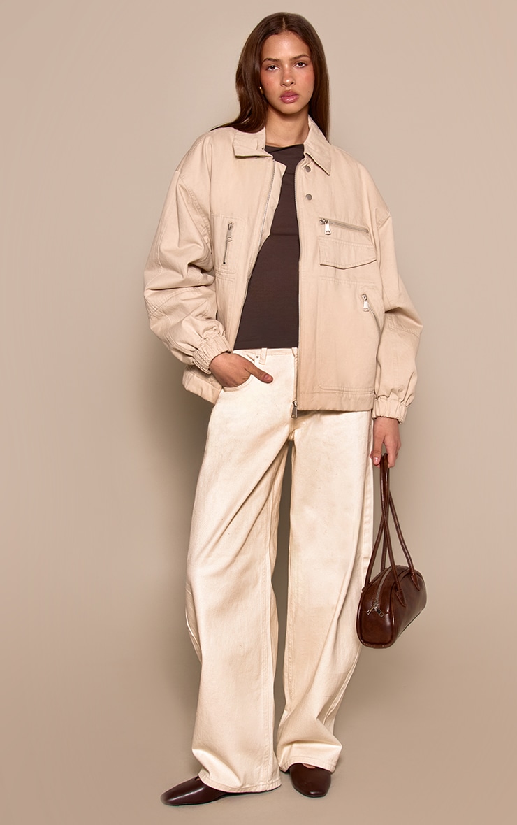 Veste oversize en maille sergée écru image 3