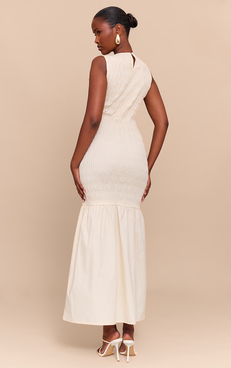Natural Shirred Detail Drop Waist Maxi Dress image 2