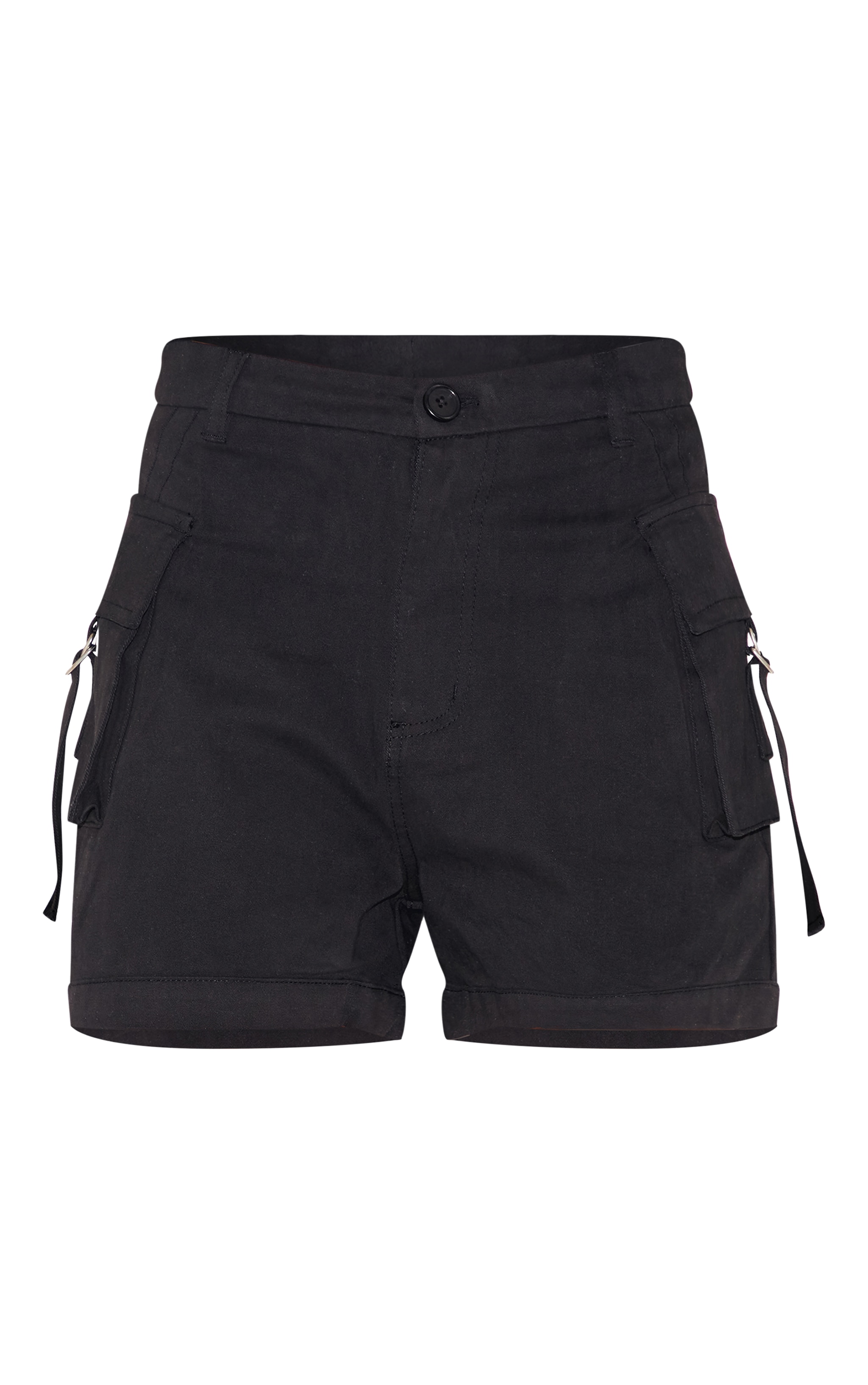 Black Woven Twill Pocket Detail Cargo Shorts | Bottoms