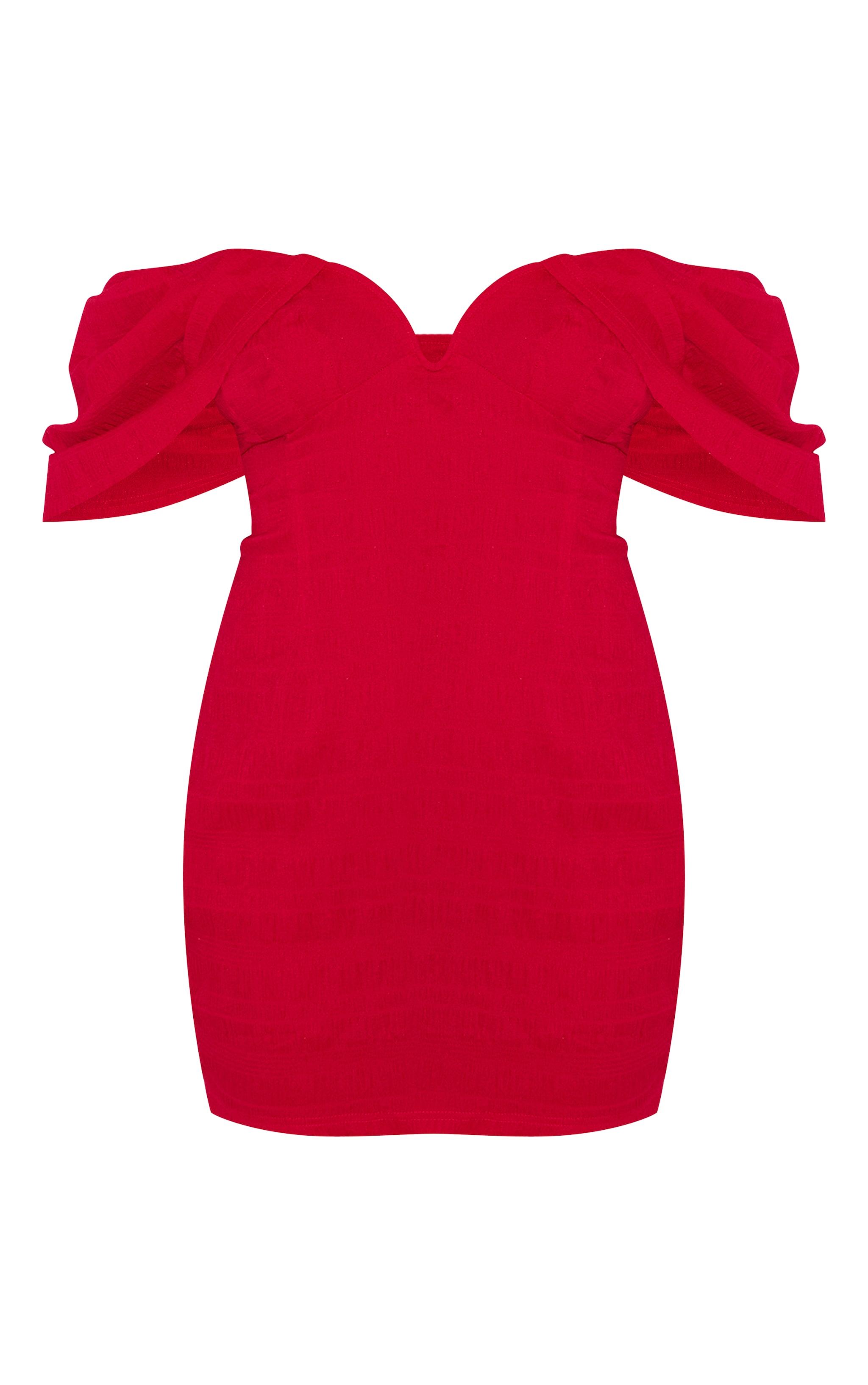 Plus Red Textured V Bar Bodycon Dress image 5