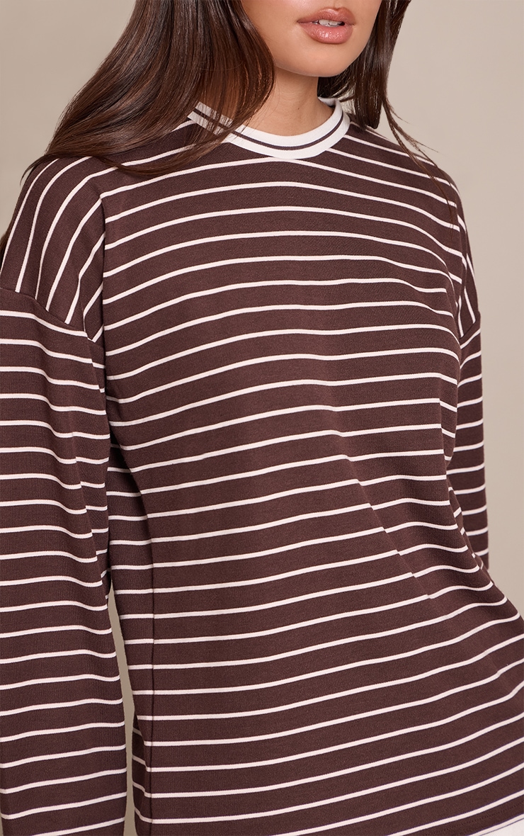 Chocolate Soft Jersey Striped Oversized T Shirt  image 4