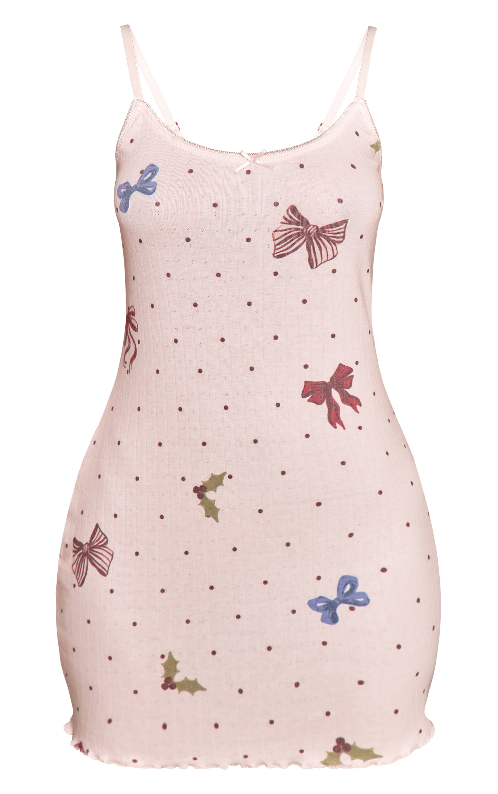 Petite Pink Bow Printed Mini Pyjama Dress image 5