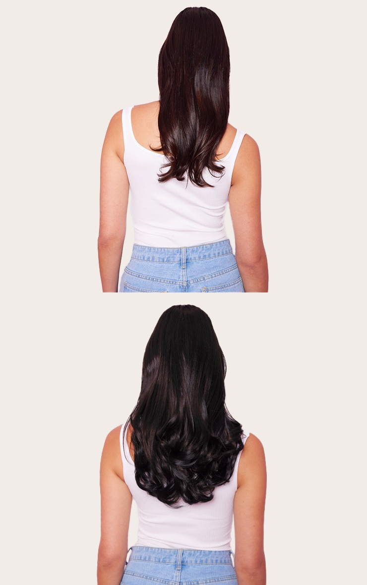 Lullabellz Thick 16` 1 Piece Curly Clip In Hair Extensions Natural Black image 4
