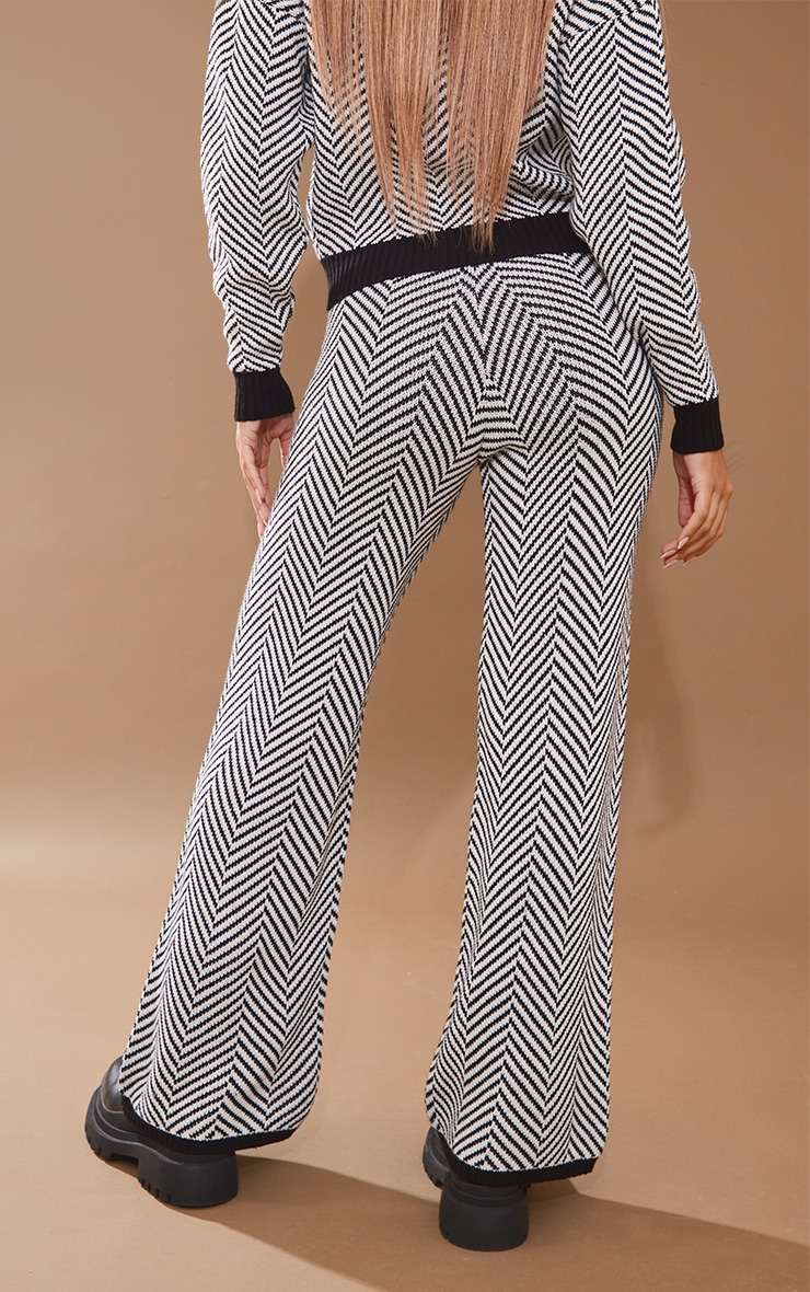 Monochrome Abstract Knit Pants image 3