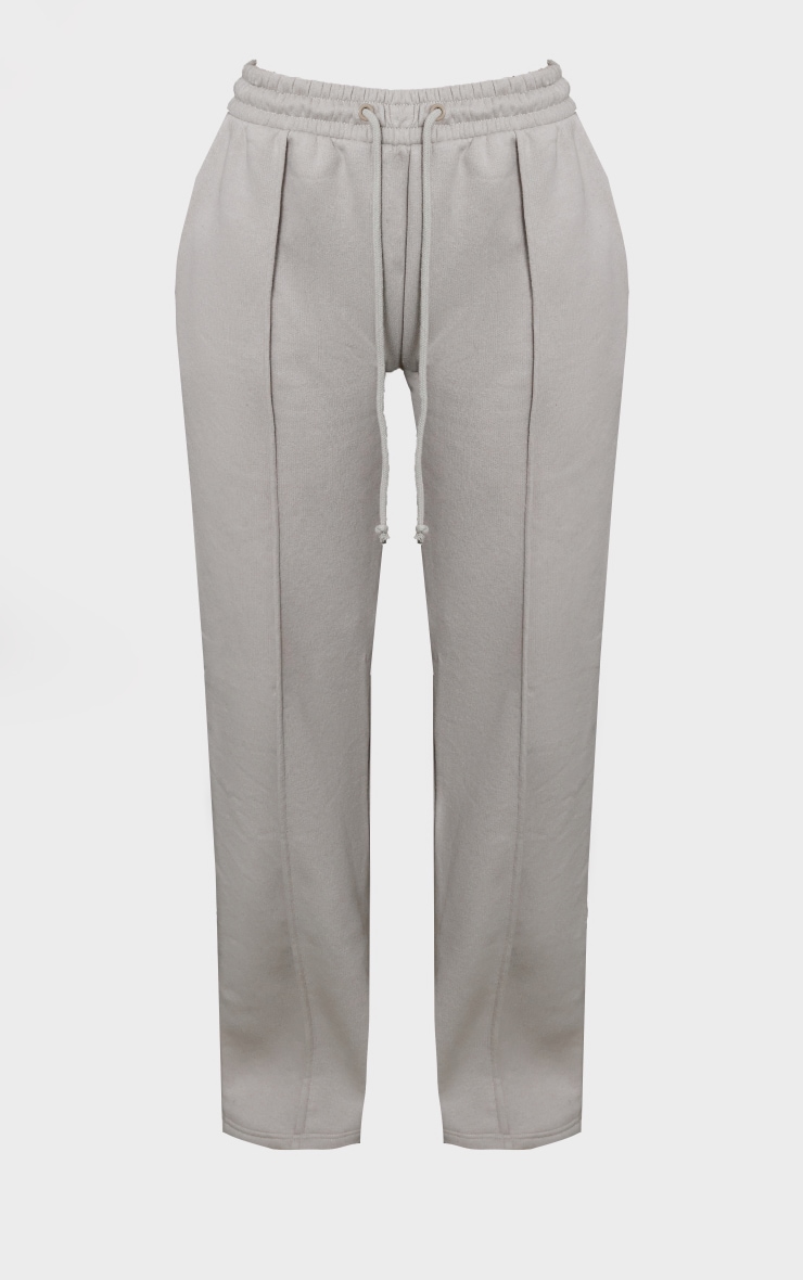 Tall Moss Grey Wide Leg Seam Detail Joggers image 5