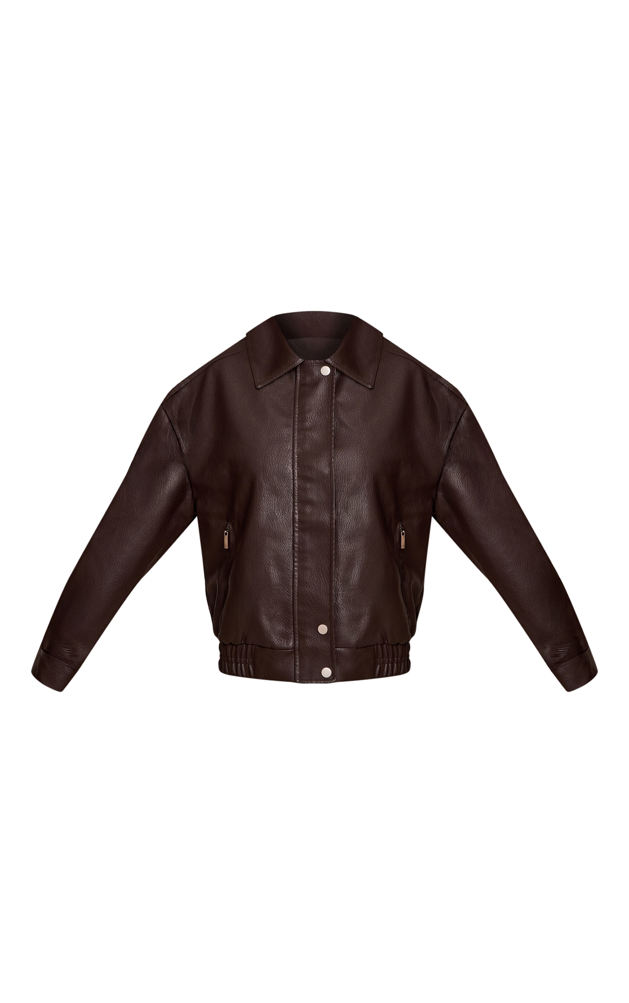 Veste bomber en PU chocolat à boutons cachés image 5