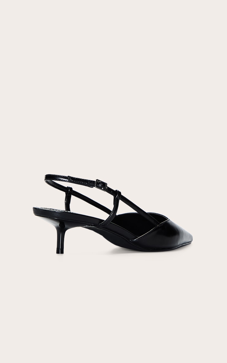 Escarpins en PU noir à talon kitten et bride derrière image 4
