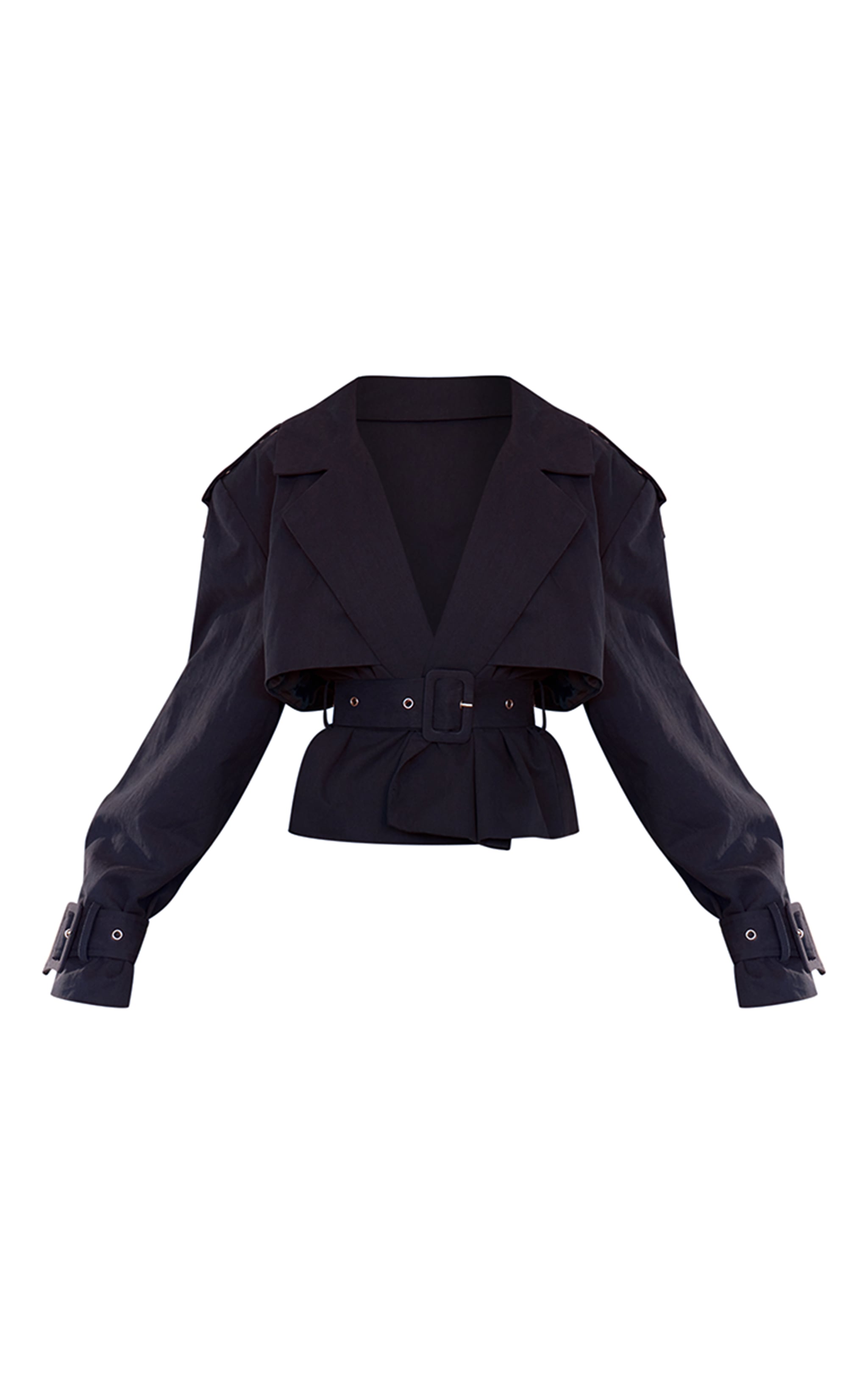 PLT Label Navy Belt Detail Cropped Trench Coat image 5