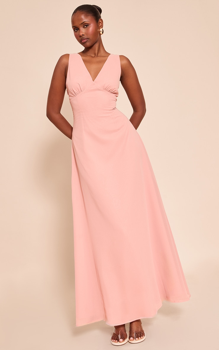 Blush Plunge Chiffon Sleeveless Maxi Dress image 3