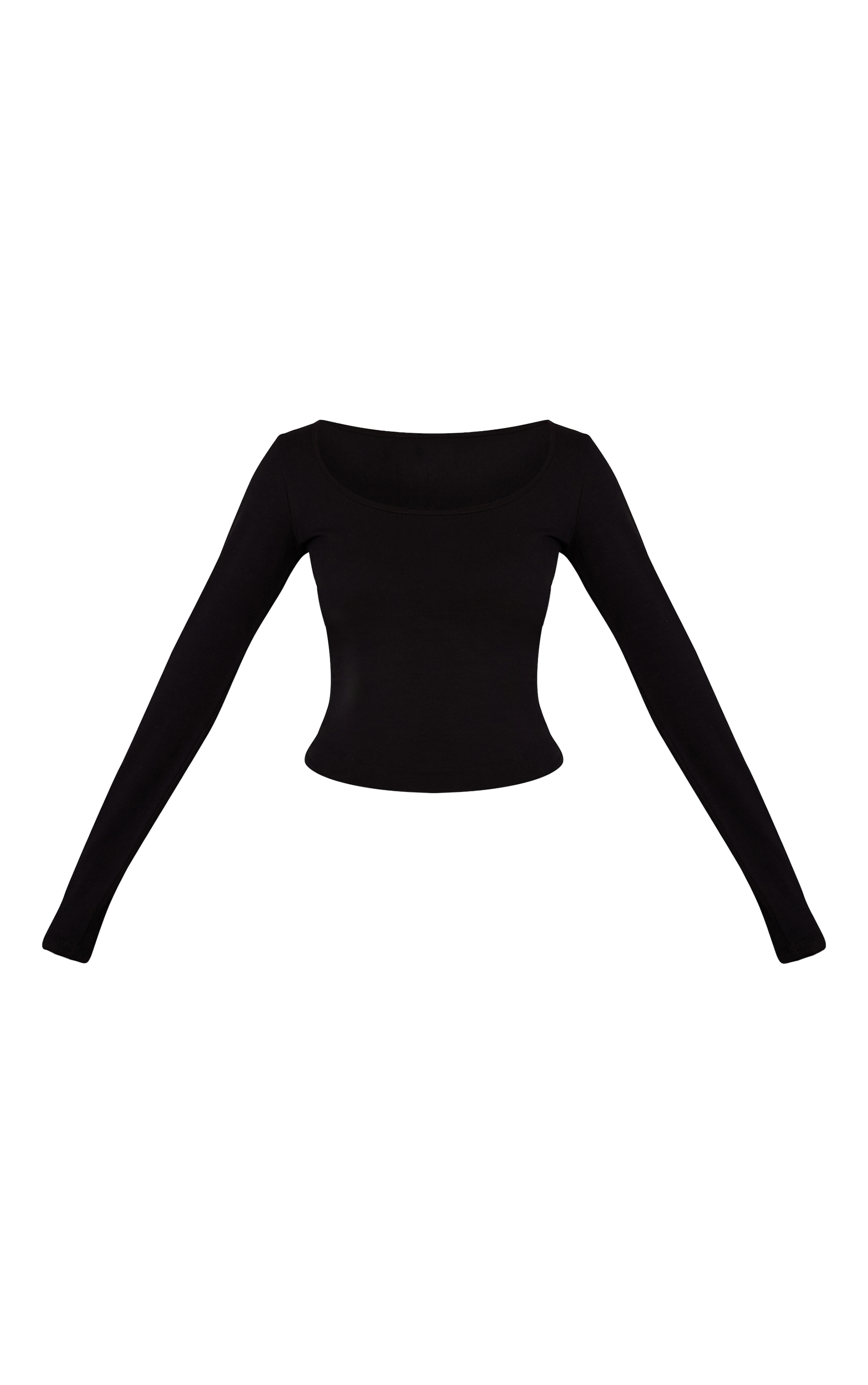 Black Soft Cotton Scooped Neck Long Sleeve Top image 5