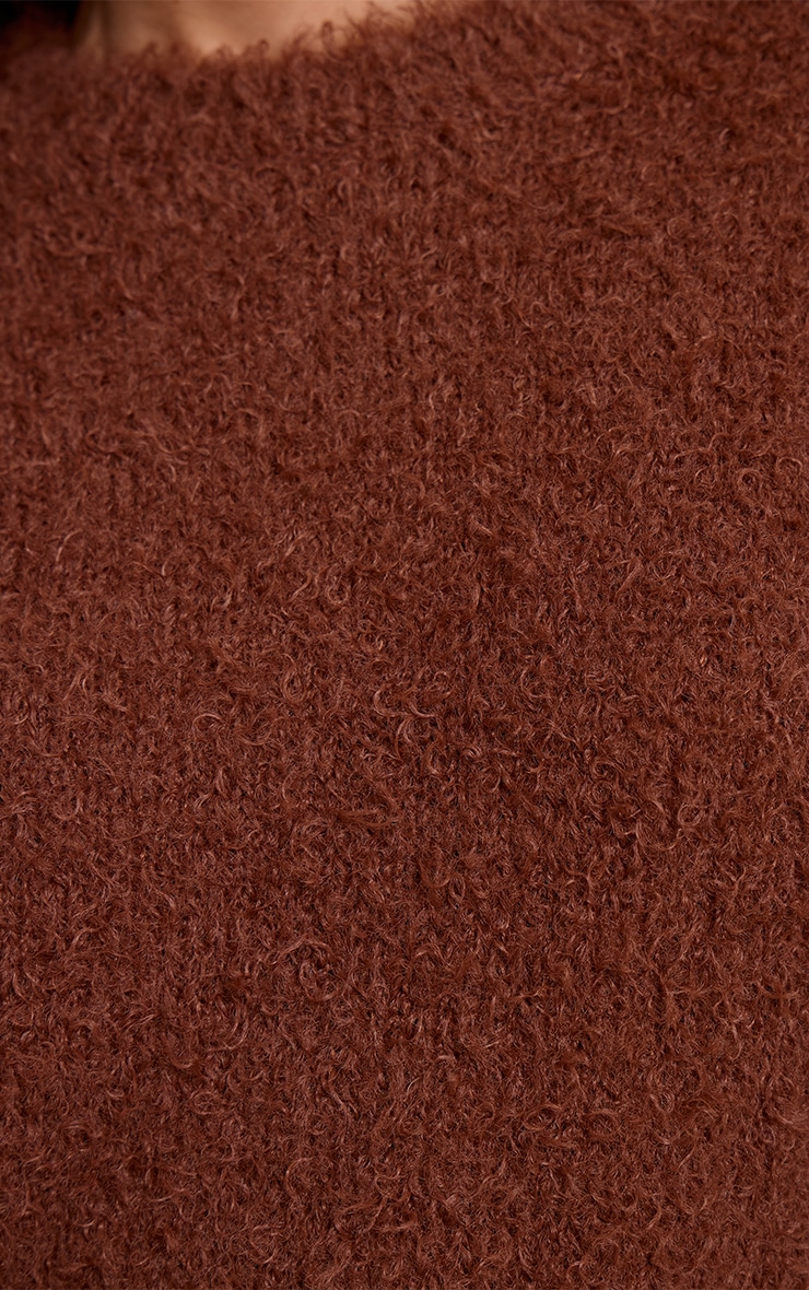 Tall Chocolate Teddy Knit Oversized Jumper image 4