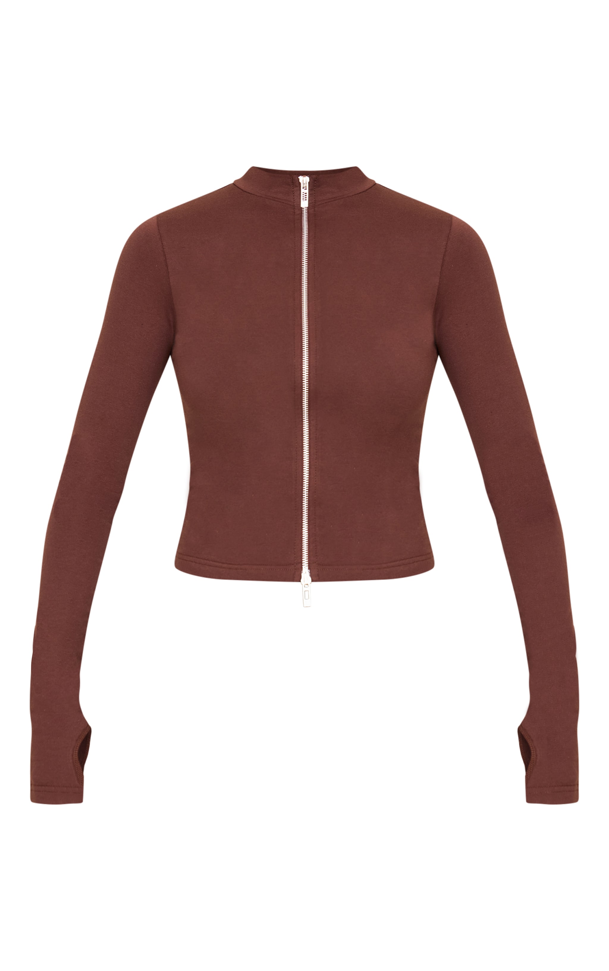 Dark Chocolate Zip Up Long Top image 5