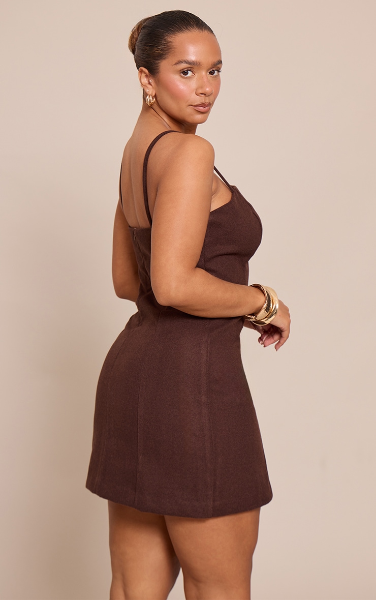 Shape Chocolate Wool Look Strappy Mini Dress image 2