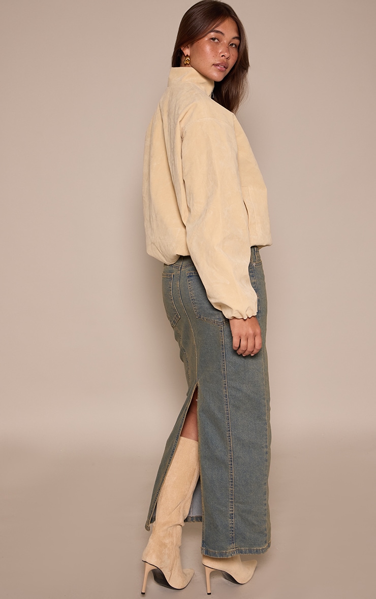 Vintage Mid Rise Seam Detail Maxi Denim Skirt image 3