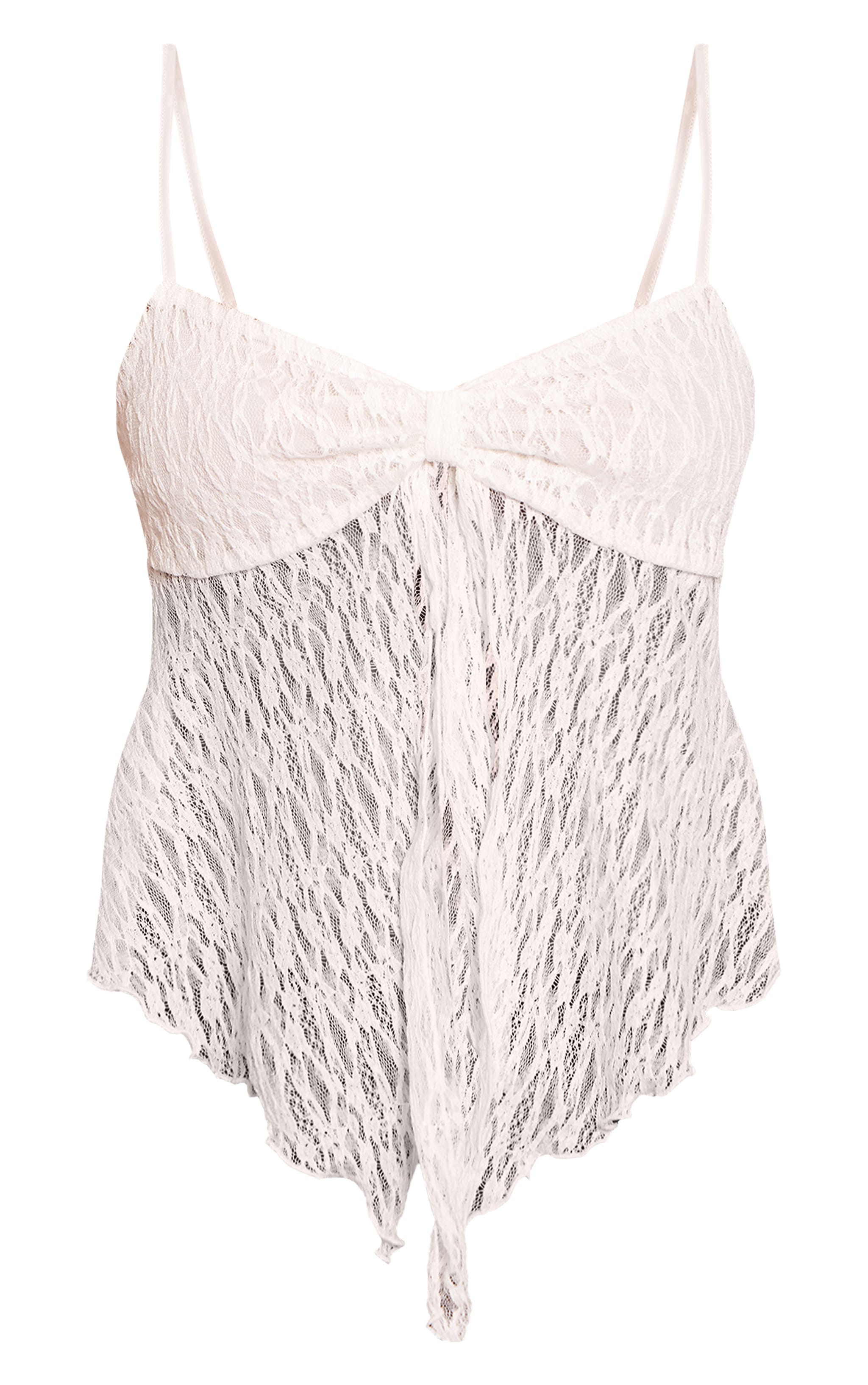 White Lace Tie Front Cami Top image 5