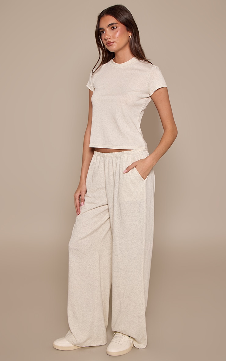 Grey Marl Soft Textured Relaxed Wide Leg Pant  image 2