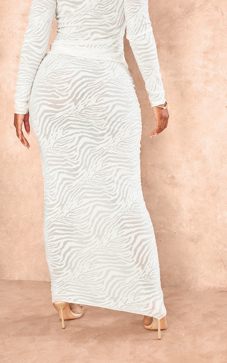 Shape White Flocked Mesh Maxi Skirt image 3