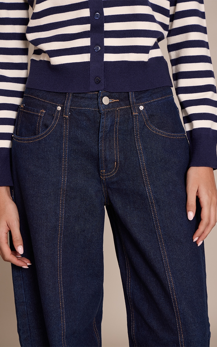 Indigo Seam Detail Barrel Jeans image 4