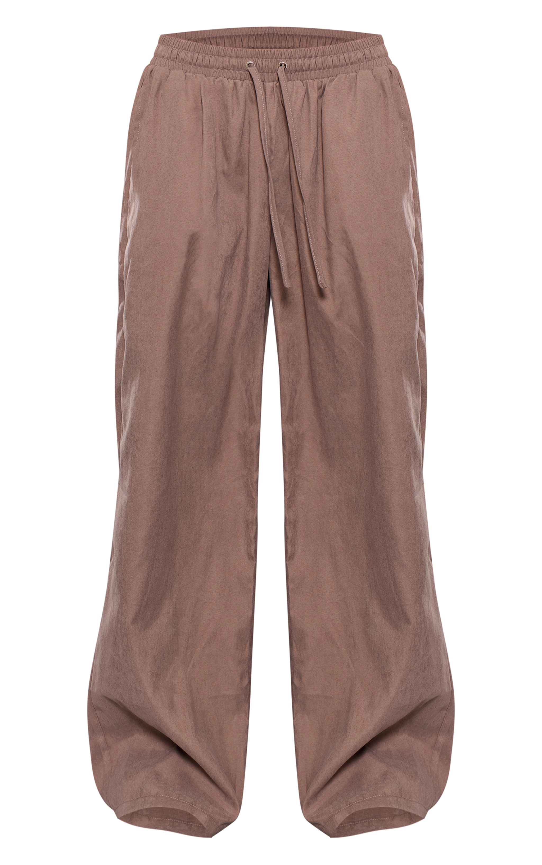 Petite Pantalon en peau de pêche taupe foncé style cargo image 5