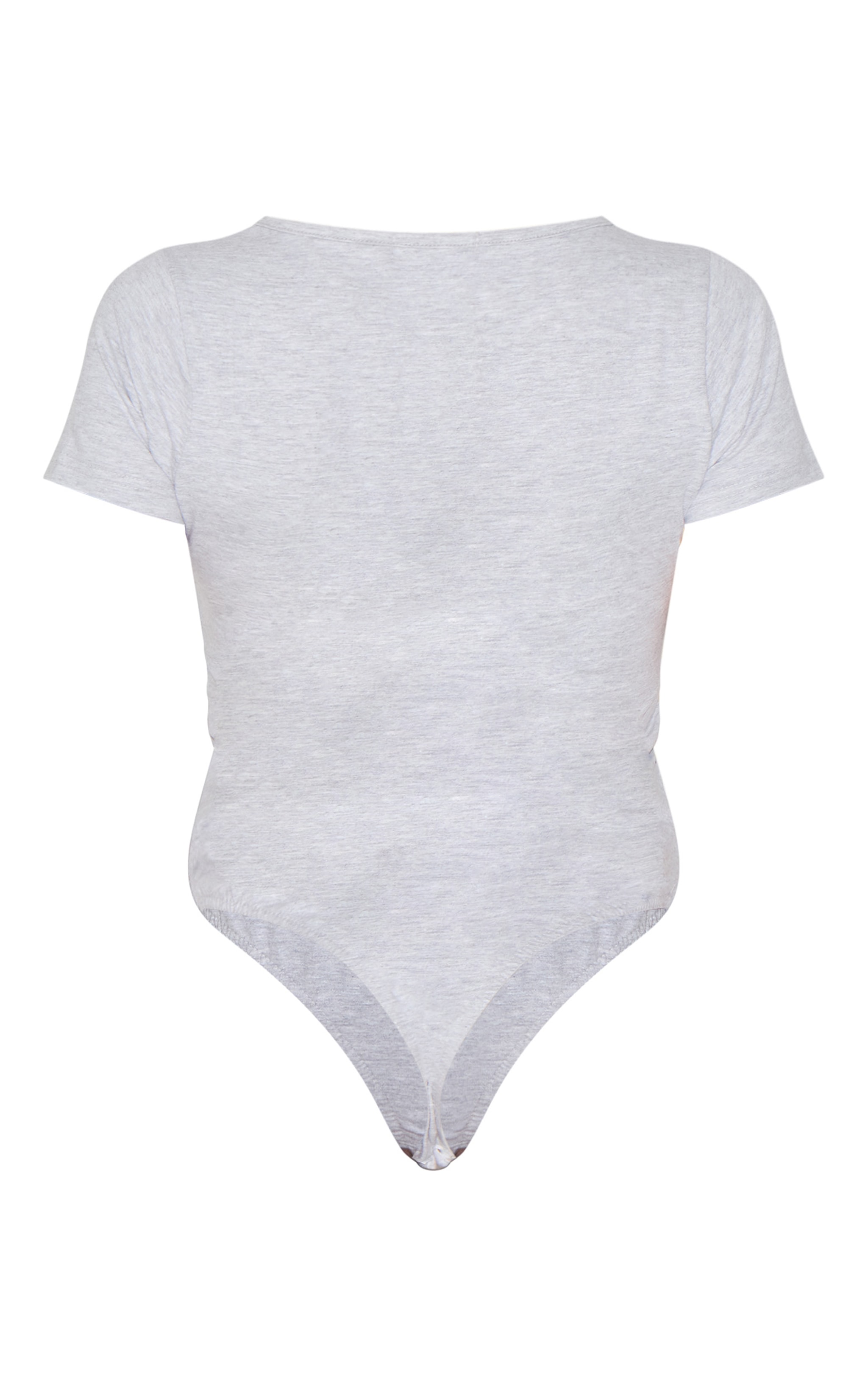 PRETTYLITTLETHING Petite Ash Grey Logo Short Sleeve Bodysuit image 6