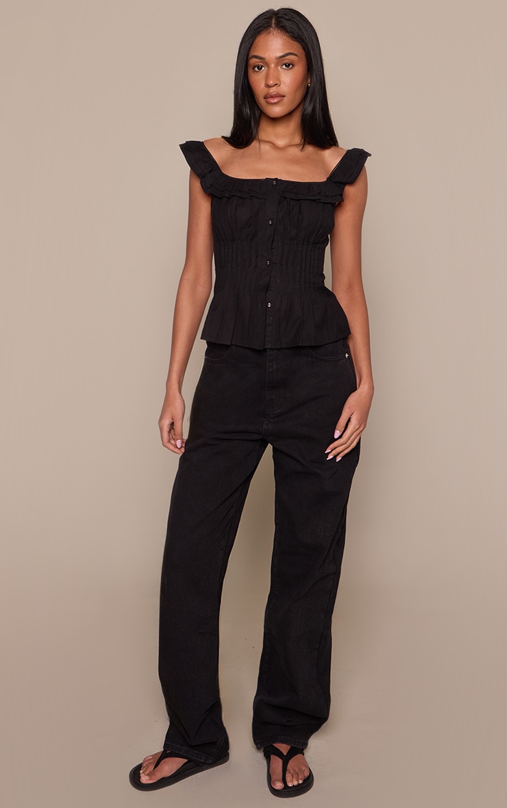 Tall Jean noir délavé boyfriend baggy