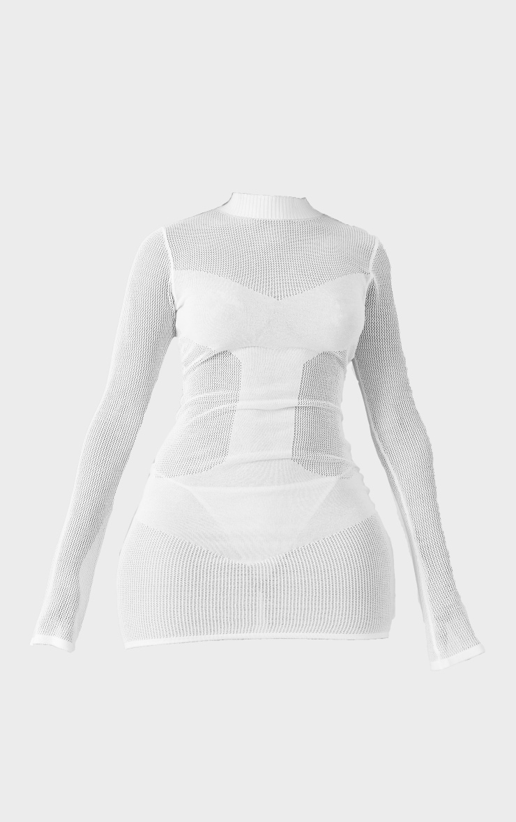 Shape White Knit Panel Detail Bodycon Dress image 5