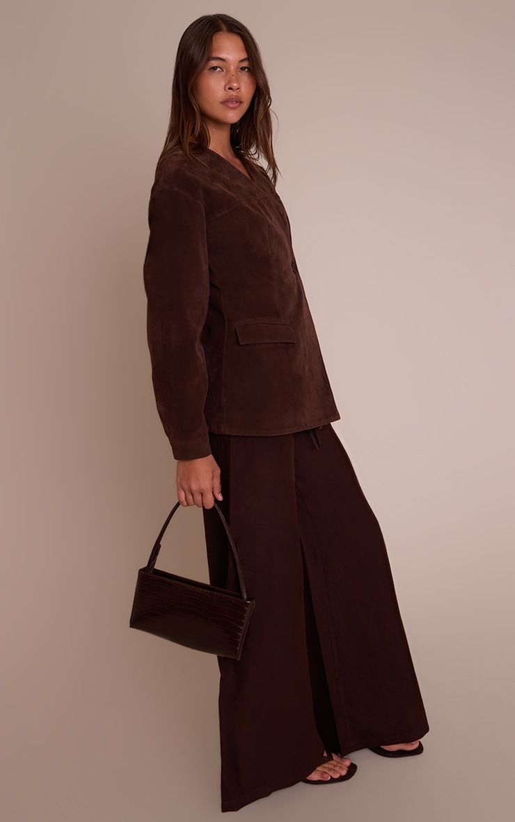 Blazer asymétrique en suédine chocolat image 3