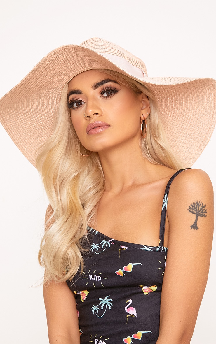 Peach Wide Brim Straw Hat. Accessories PrettyLittleThing
