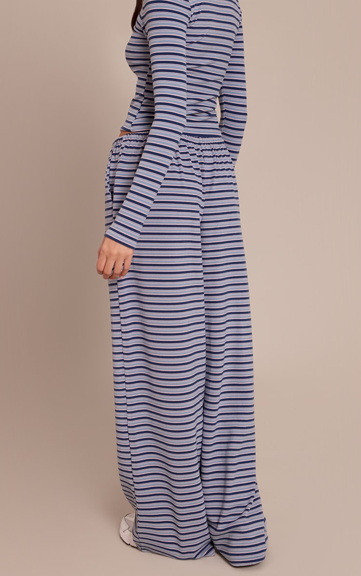 Navy Striped Soft Fleece Straight Leg Sweatpants