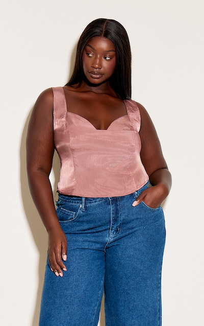 Plus Corset satiné mat mauve à bonnets et lisérés structurants