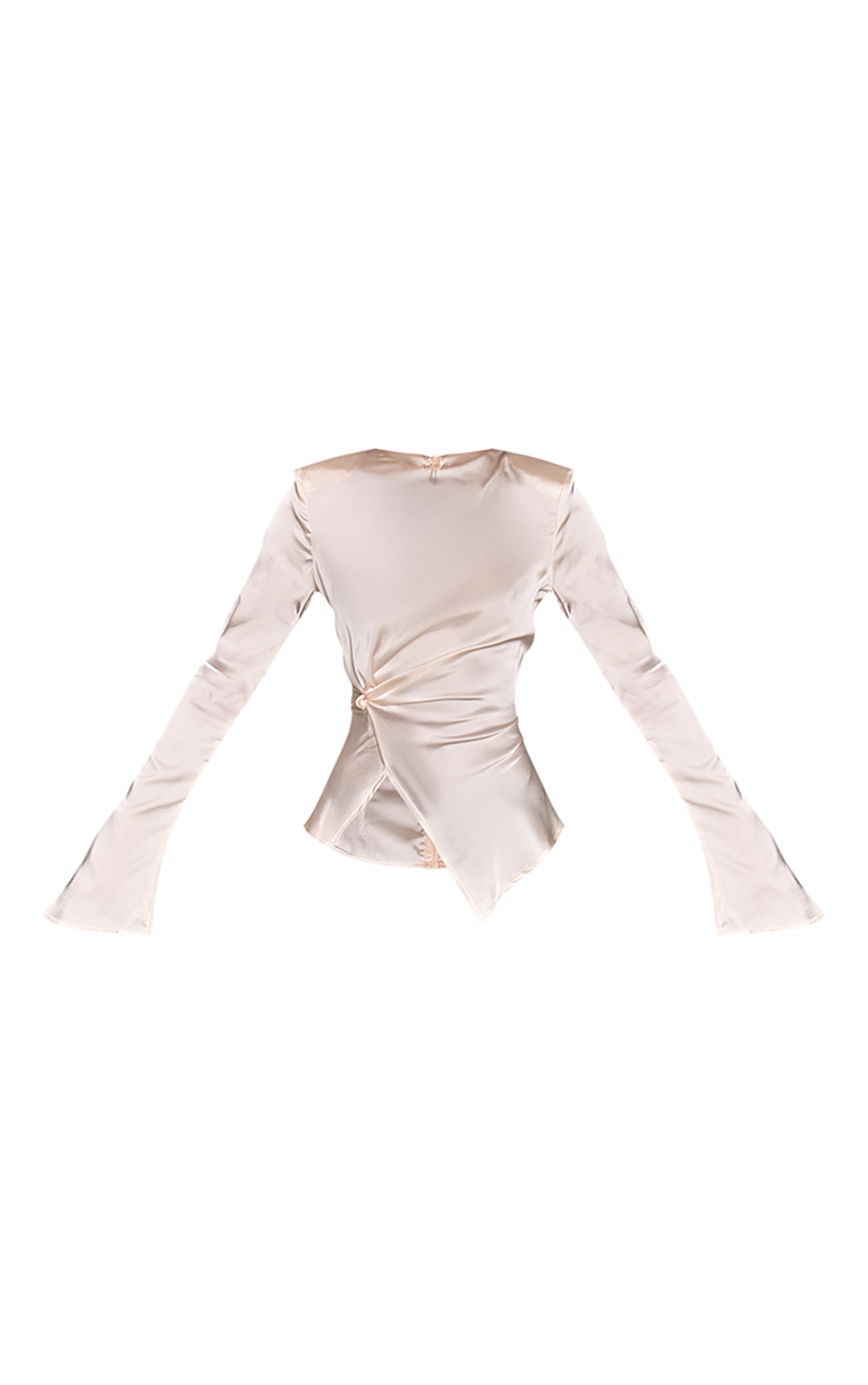 Cream Satin Twist Waist Long Sleeve Top  image 5