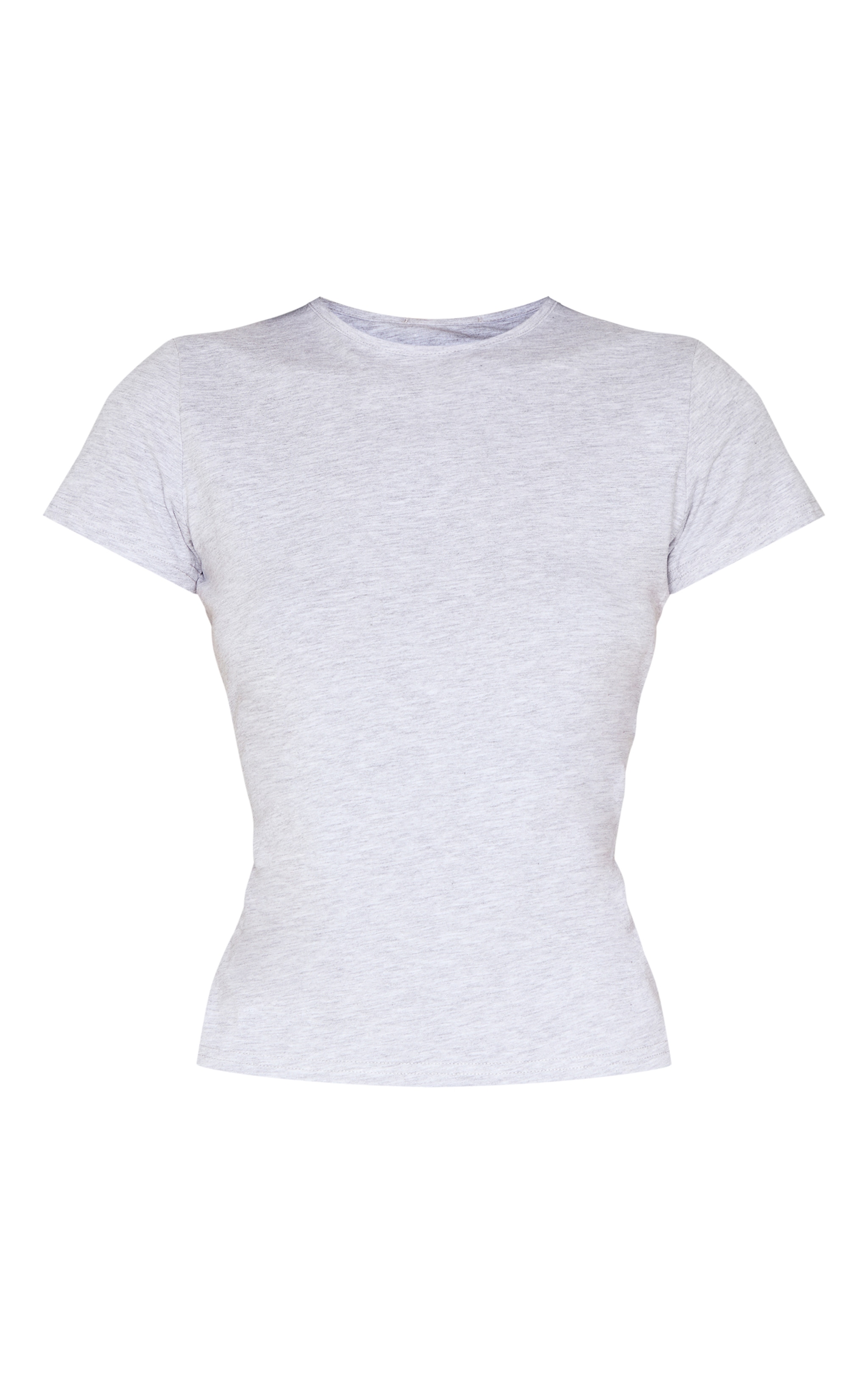 Basic Grey Marl Cotton Blend Fitted Crew Neck T Shirt