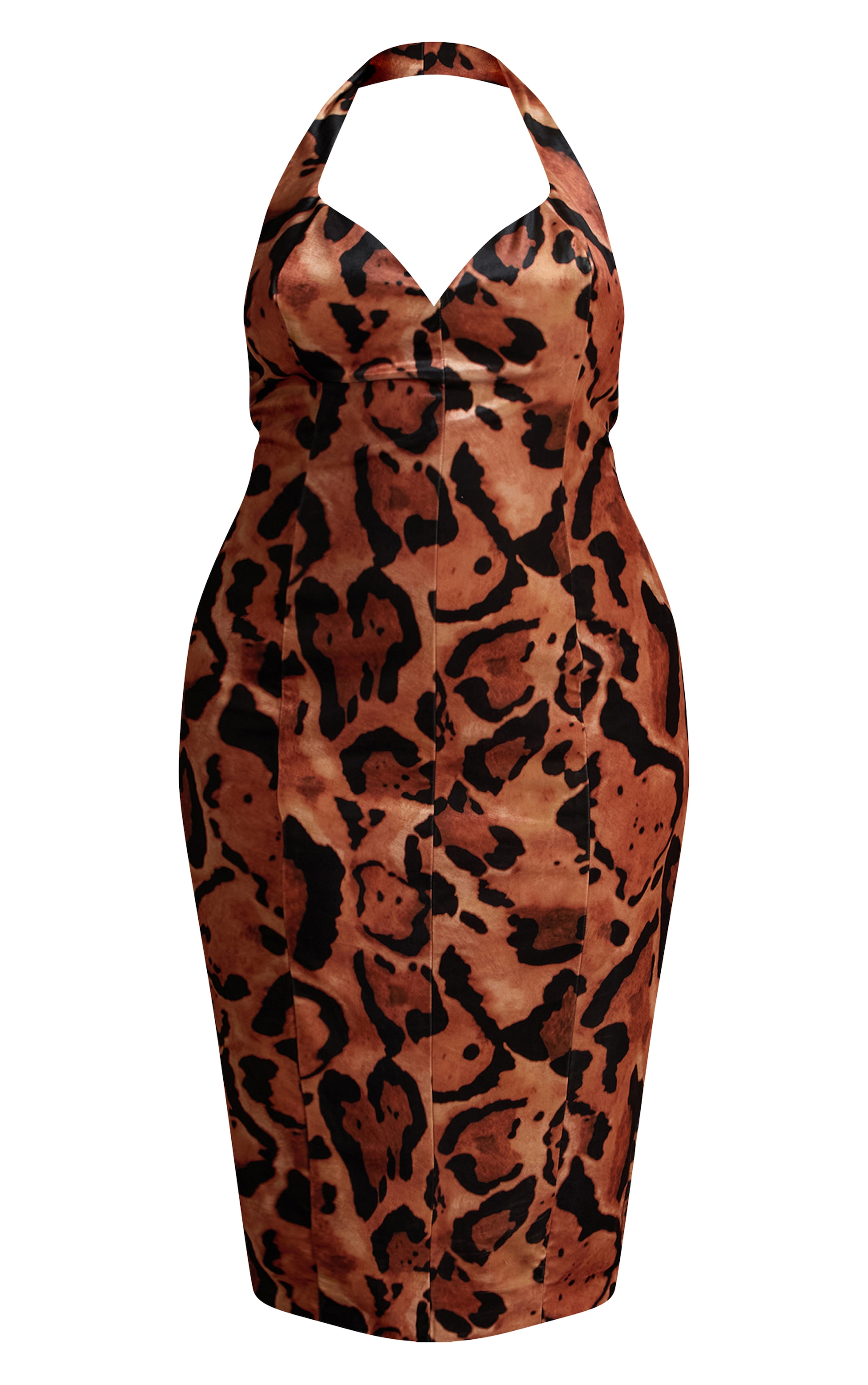 PLT Label Plus Robe mi-longue en velours multicolore imprimé léopard à dos nu image 5