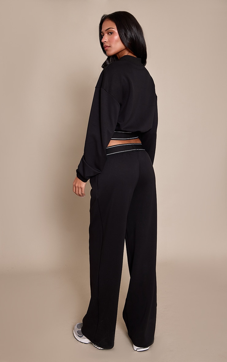 Tall PLT Black Soft Touch Elasticated Waist Wide Leg Sweatpants image 3