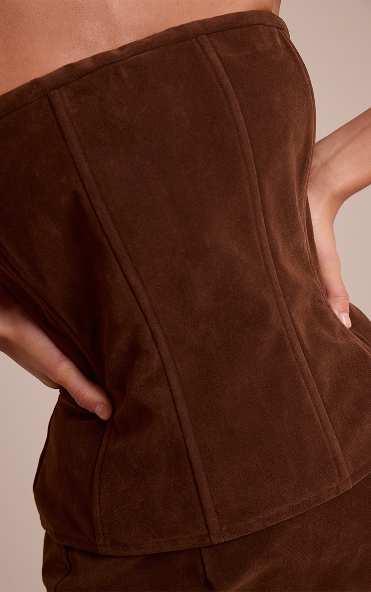 Chocolate Structured Suede Corset  image 4