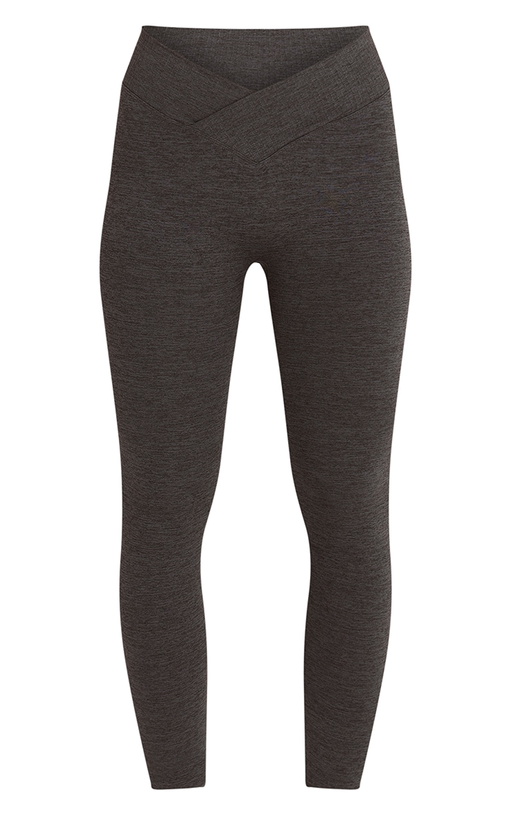Charcoal Seamless Marl Cross Front Legging image 5